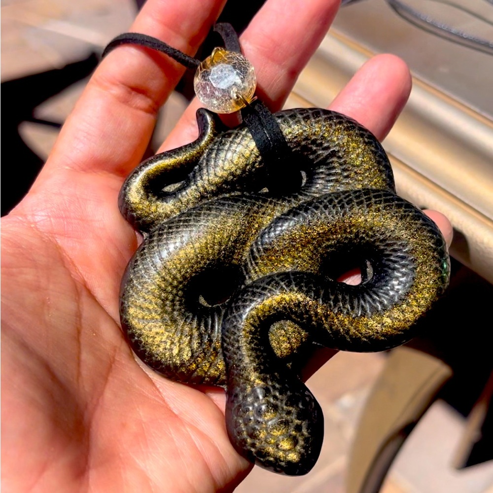 Obsessed Golden Black Obsidian Car Charm